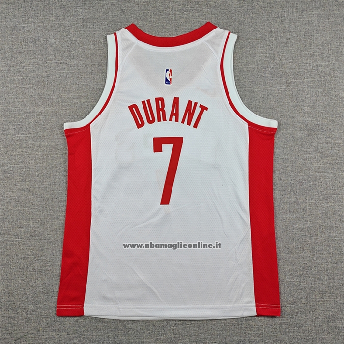 Maglia Bambino Houston Rockets Kevin Durant No 7 Association 2025-26 Bianco